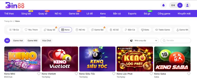 Chinh Phục Cảm Giác Hưng Phấn Cùng Siêu Phẩm Game Nhanh Max Keno Tại Bin88