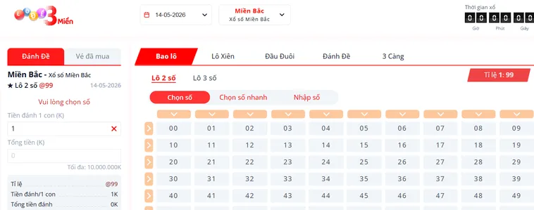 Trải Nghiệm Đỉnh Cao Lô Đề 3 Miền Tại Bin88 Với Tỷ Lệ Ăn Cược Hấp Dẫn Nhất